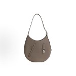 HERMES Arcon silver metal hardware moon bag, hand and shoulder bag for women, 18 Etoupe, elephant grey